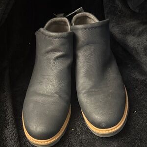 Dr Scholls Chic Black Leather Slip-On Boots 9.5